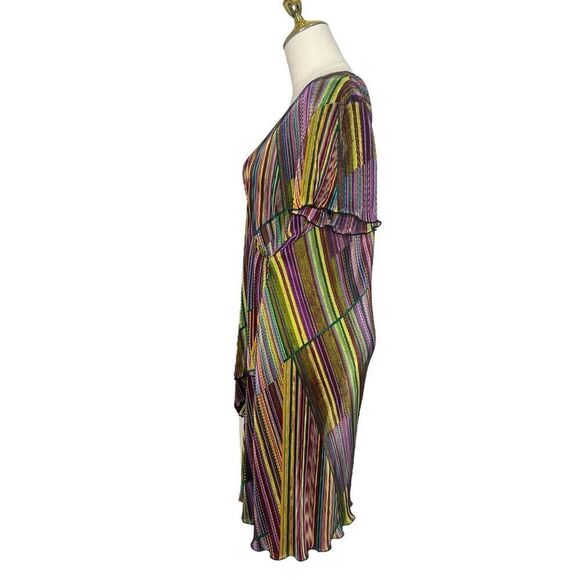 Vintage Robbie Bee Women’s Large Tiered Wrap Dress Multicolor Ribbed 90s - Picture 4 of 6